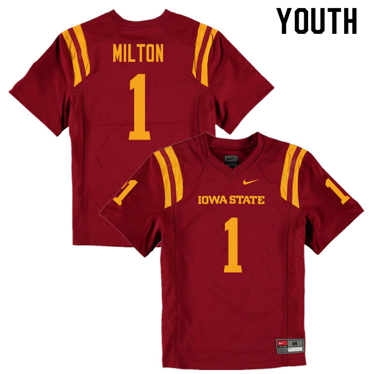 Youth #1 Tarique Milton Iowa State Cyclones College Football Jerseys Sale-Cardinal